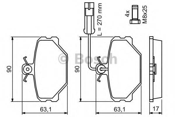 BOSCH 0986491050 Комплект гальмівних колодок, дискове гальмо