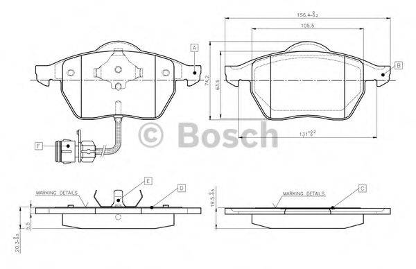 BOSCH 0986TB2213 Комплект гальмівних колодок, дискове гальмо