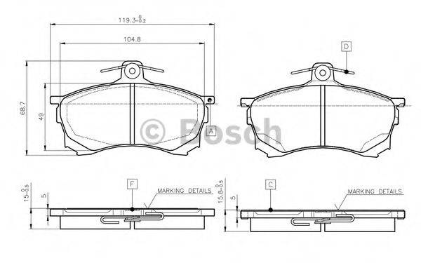 BOSCH 0986TB2278 Комплект гальмівних колодок, дискове гальмо