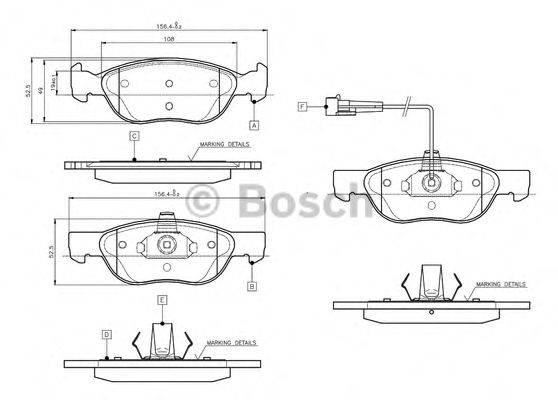 BOSCH 0986TB2282 Комплект гальмівних колодок, дискове гальмо