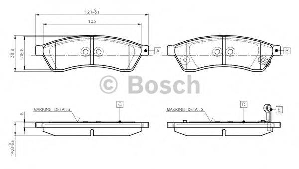 BOSCH 0986TB3036 Комплект гальмівних колодок, дискове гальмо