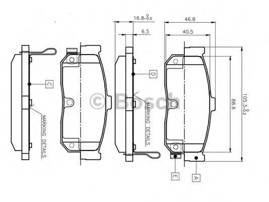 BOSCH 0986TB2199 Комплект гальмівних колодок, дискове гальмо