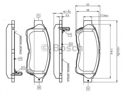 BOSCH 0986TB2222 Комплект гальмівних колодок, дискове гальмо