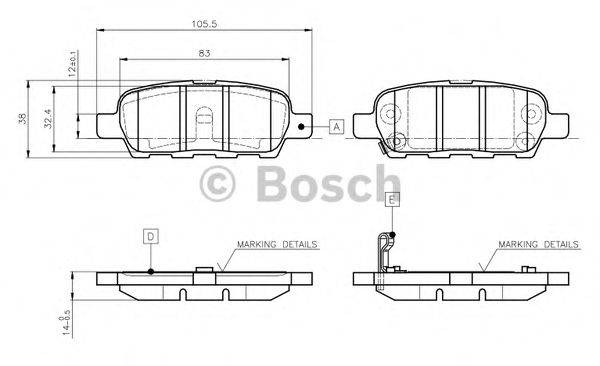 BOSCH 0986TB2417 Комплект гальмівних колодок, дискове гальмо