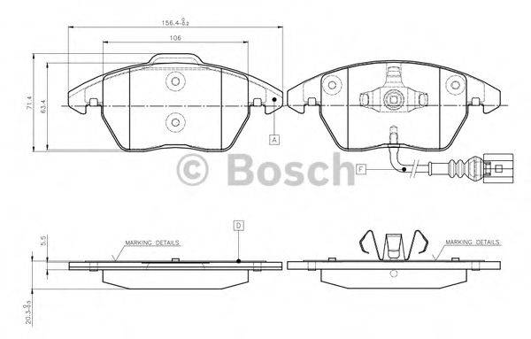 BOSCH 0986TB2457 Комплект гальмівних колодок, дискове гальмо