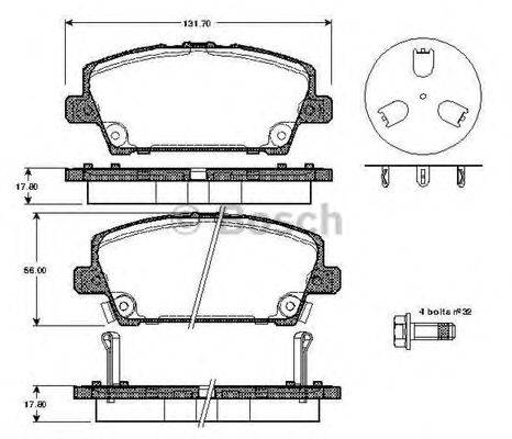 BOSCH 0986TB2934 Комплект гальмівних колодок, дискове гальмо