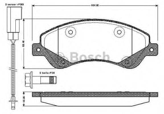 BOSCH 0986TB2952 Комплект гальмівних колодок, дискове гальмо