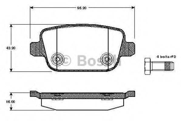 BOSCH 0986TB2984 Комплект гальмівних колодок, дискове гальмо