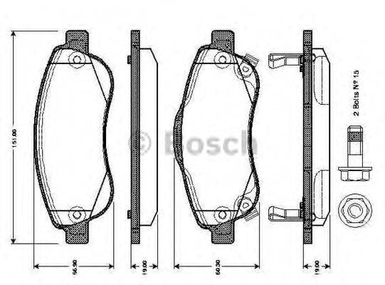 BOSCH 0986TB3013 Комплект гальмівних колодок, дискове гальмо