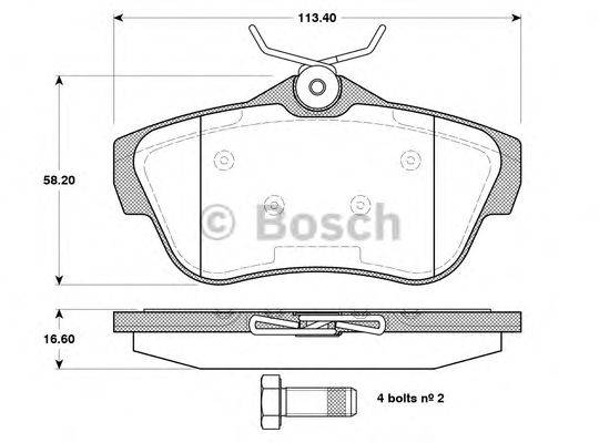 BOSCH 0986TB3084 Комплект гальмівних колодок, дискове гальмо