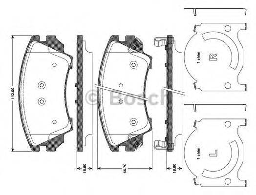 BOSCH 0986TB3107 Комплект гальмівних колодок, дискове гальмо