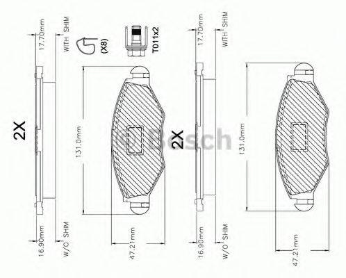 BOSCH F03A150014 Комплект гальмівних колодок, дискове гальмо