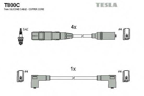 TESLA T800C Комплект дротів запалювання