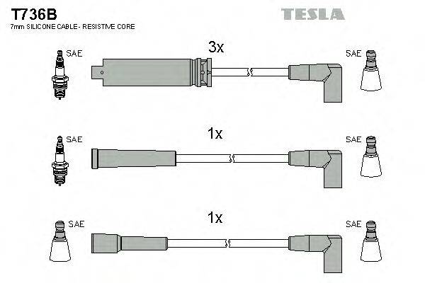 TESLA T736B Комплект дротів запалювання