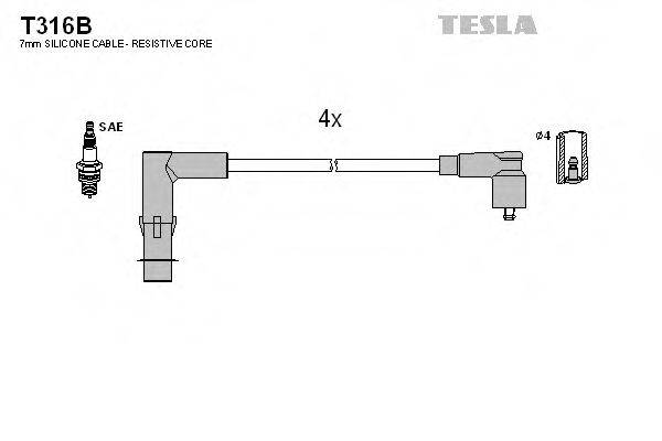 TESLA T316B Комплект дротів запалювання