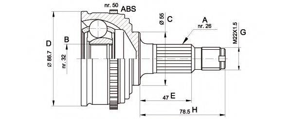 OPEN PARTS CVJ505010 Шарнірний комплект, приводний вал