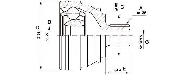 OPEN PARTS CVJ522810 Шарнірний комплект, приводний вал