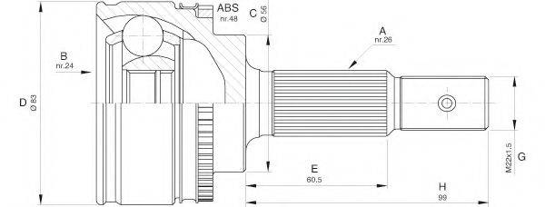 OPEN PARTS CVJ554410 Шарнірний комплект, приводний вал