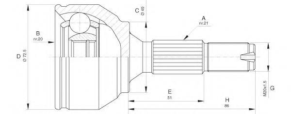 OPEN PARTS CVJ562210 Шарнірний комплект, приводний вал