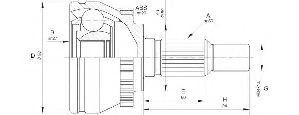 OPEN PARTS CVJ563610 Шарнірний комплект, приводний вал