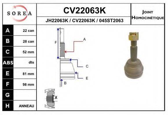 EAI CV22063K Шарнірний комплект, приводний вал