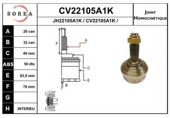 EAI CV22105A1K Шарнірний комплект, приводний вал