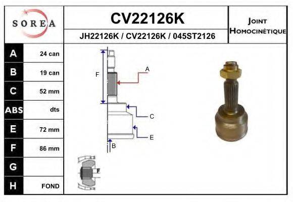 EAI CV22126K Шарнірний комплект, приводний вал