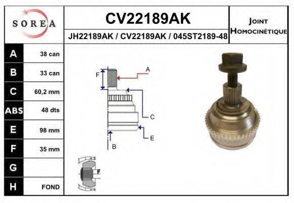 EAI CV22189AK Шарнірний комплект, приводний вал