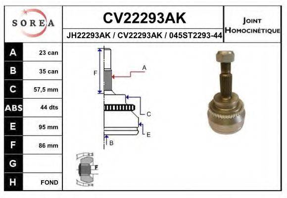 EAI CV22293AK Шарнірний комплект, приводний вал