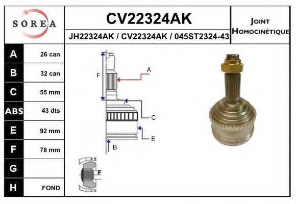 EAI CV22324AK Шарнірний комплект, приводний вал