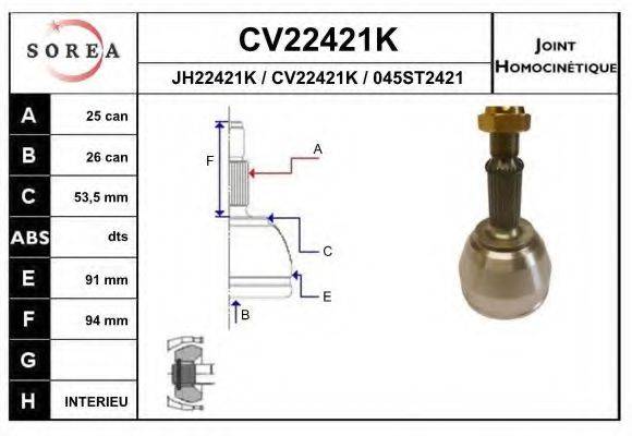 EAI CV22421K Шарнірний комплект, приводний вал