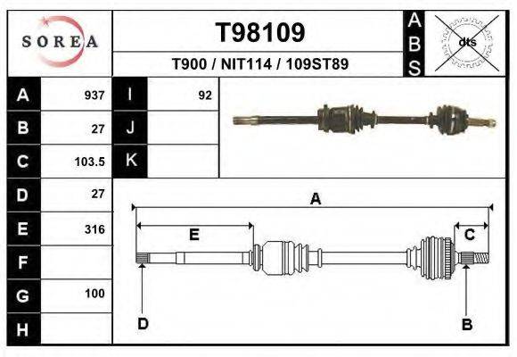 EAI T98109 Приводний вал