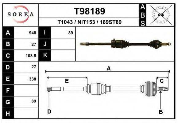 EAI T98189 Приводний вал