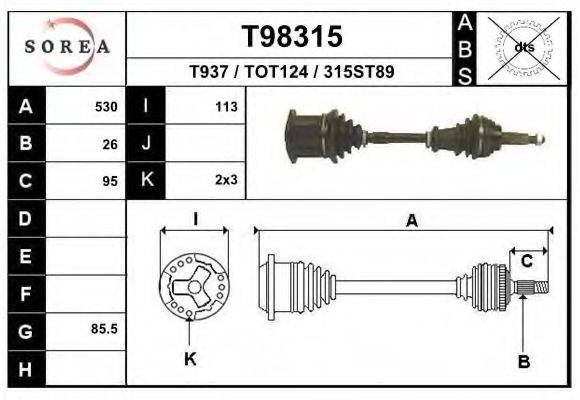 EAI T98315 Приводний вал