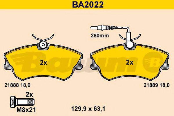 BARUM BA2022 Комплект гальмівних колодок, дискове гальмо