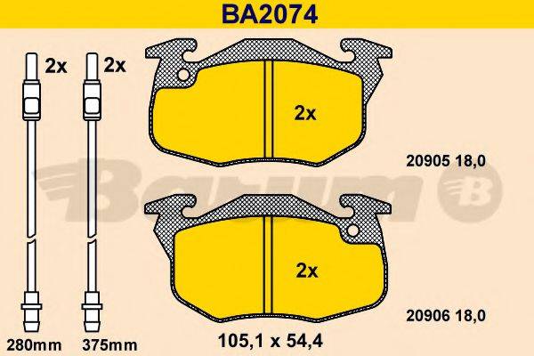 BARUM BA2074 Комплект гальмівних колодок, дискове гальмо