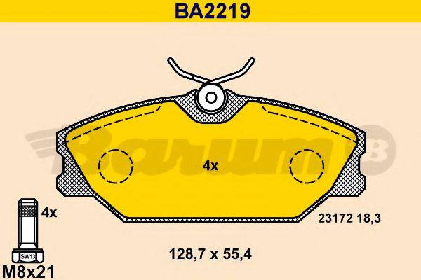 BARUM BA2219 Комплект гальмівних колодок, дискове гальмо