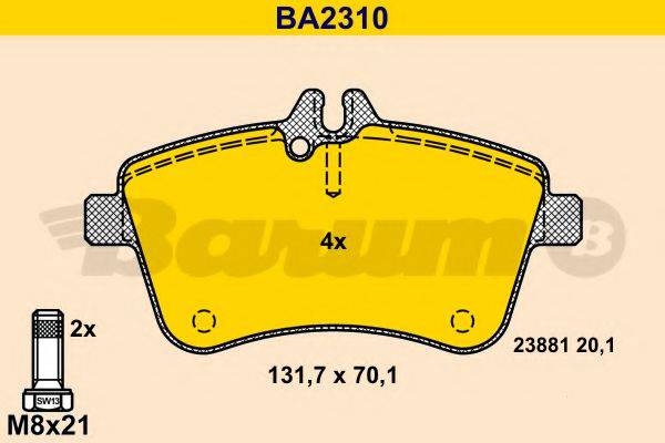 BARUM BA2310 Комплект гальмівних колодок, дискове гальмо