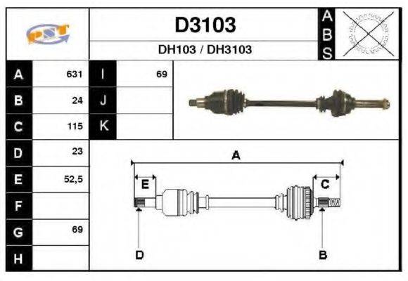 SNRA D3103 Приводний вал