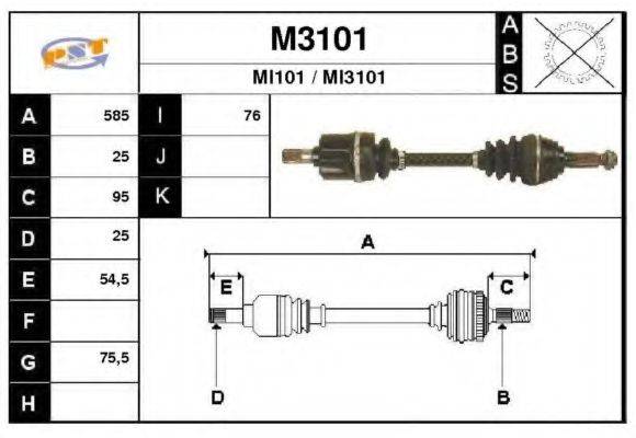 SNRA M3101 Приводний вал