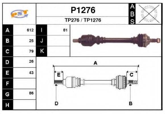 SNRA P1276 Приводний вал