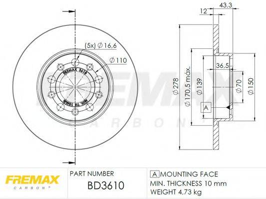 FREMAX BD3610 гальмівний диск