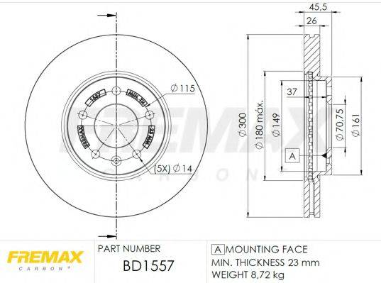 FREMAX BD1557 гальмівний диск