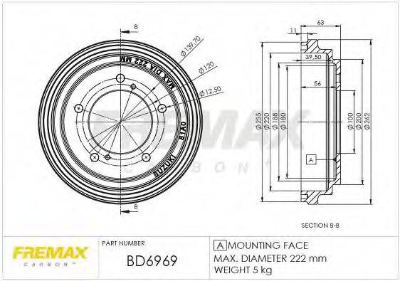 FREMAX BD6969 Гальмівний барабан