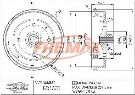 FREMAX BD1300 Гальмівний барабан