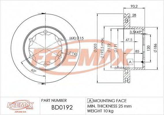 FREMAX BD0192 гальмівний диск