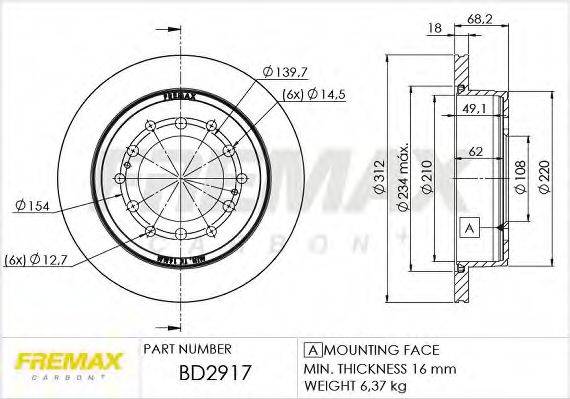 FREMAX BD2917 гальмівний диск