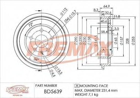 FREMAX BD5639 Гальмівний барабан