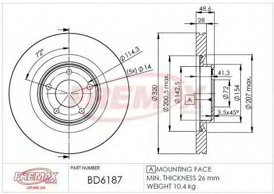 FREMAX BD6187 гальмівний диск