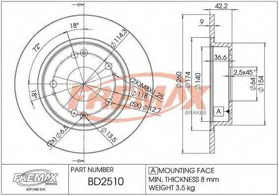 FREMAX BD2510 гальмівний диск